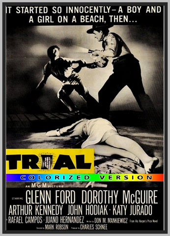 TRIAL - COLORIZED - (1955) - GLENN FORD - DOROTHY MCGUIRE AND ARTHUR KENNE - RARE DVD!