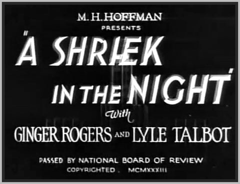 A SHRIEK IN THE NIGHT - 1933 - GINGER ROGERS - RARE DVD