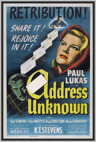 ADDRESS UNKNOWN - COLORIZED - 1944 - PAUL LUKAS - RARE DVD