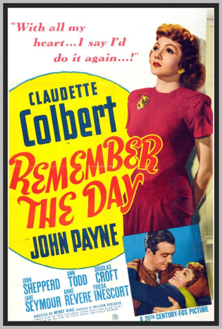 REMEMBER THE DAY - COLORIZED - 1941 - CLAUDETTE COLBERT - RARE DVD