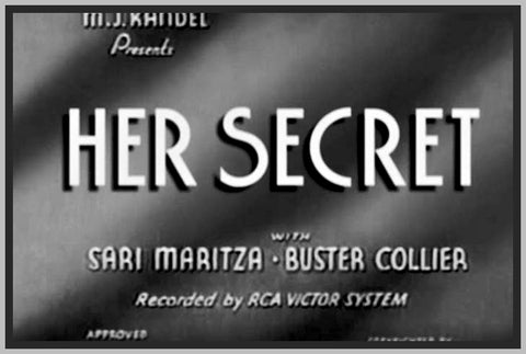 HER SECRET - 1933 - SAN MARITZA - RARE DVD