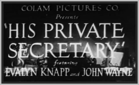 HIS PRIVATE SECRETARY - 1933 - EVELYN KNAPP - RARE DVD