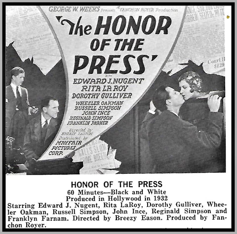 THE HONOR OF THE PRESS - 1932 - EDWARD J. NUGENT - RARE DVD