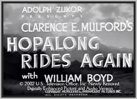 HOPALONG RIDES AGAIN - 1937 - WILLIAM BOYD - RARE DVD