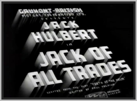 JACK OF ALL TRADES - 1936 - JACK HULBERT - RARE DVD