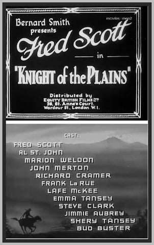 KNIGHT OF THE PLAINS - 1938 - FRED SCOTT - RARE DVD
