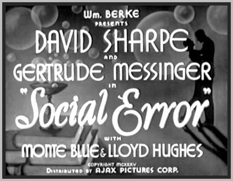 SOCIAL ERROR - 1935 - DAVID SHARPE - RARE MOVIE IN DVD