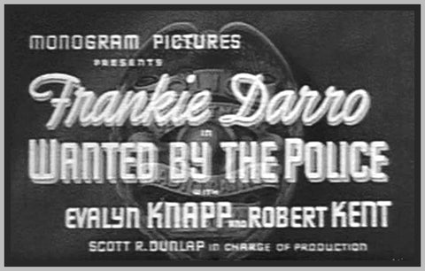 WANTED BY THE POLICE - 1938 - FRANKIE DARRO - RARE DVD