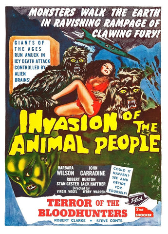 INVASION OF THE ANIMAL PEOPLE 1959 - RARE COLORIZED - $15