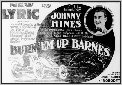 BURN ' EM UP BARNES - 1921 - JOHNNY HINES - SILENT - RARE DVD