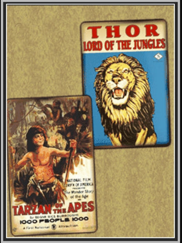 THOR, LORD OF THE JUNGLES - 1913 - TARZAN OF THE APES - 1918 - ELMO LINCOLN - SILENT - RARE DVD