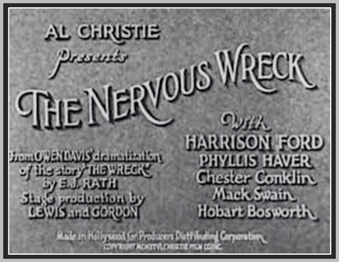 THE NERVOUS WRECK - 1926 - HARRISON FORD - SILENCE - RARE DVD
